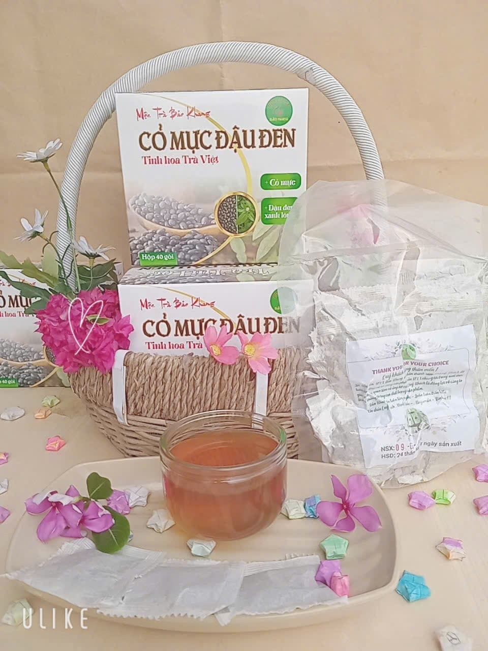 trà cỏ mực đậu đen