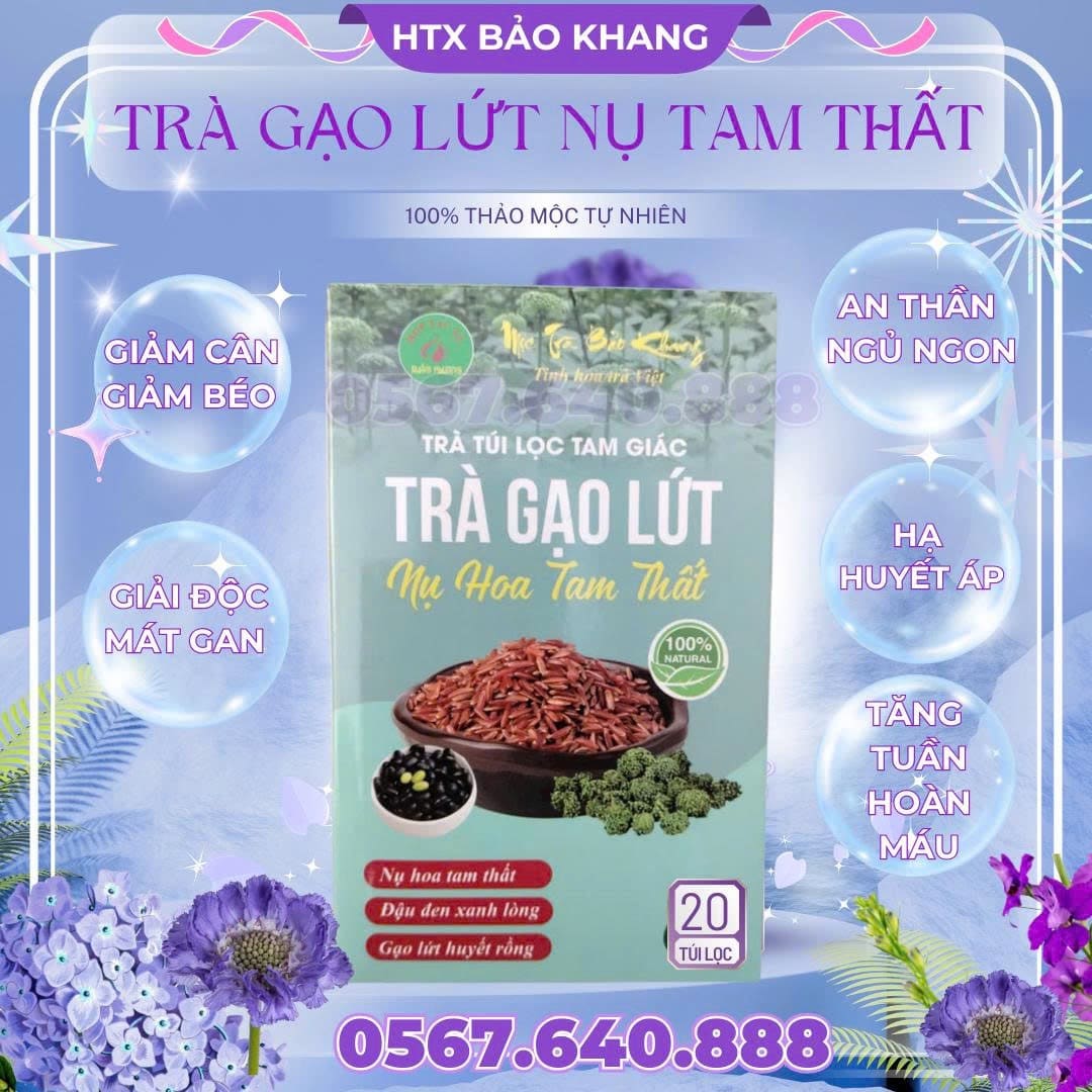Trà Túi Lọc Gạo Lứt Nụ Hoa Tam Thất Bảo Khang