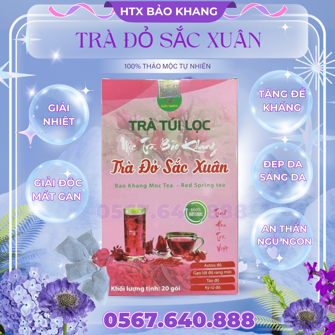 Trà Túi Lọc Đỏ Sắc Xuân Bảo Khang