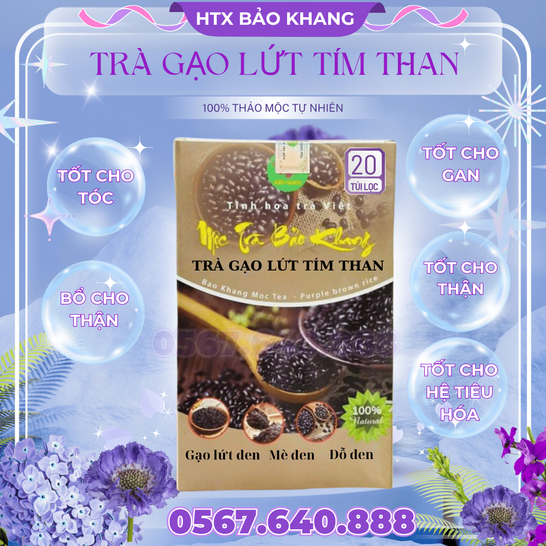 Trà Túi Lọc Gạo Lứt Tím Than Bảo Khang