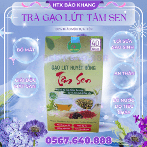 Trà Túi Lọc Gạo Lứt Huyết Rồng Tâm Sen Bảo Khang
