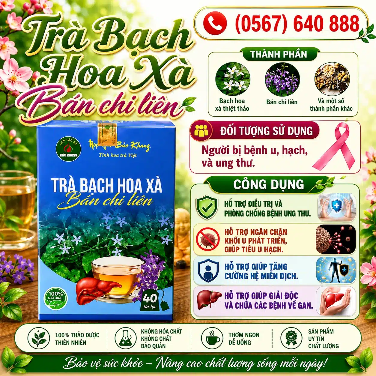 Trà Túi Lọc Bạch Hoa Xà Bán Chi Liên Bảo Khang