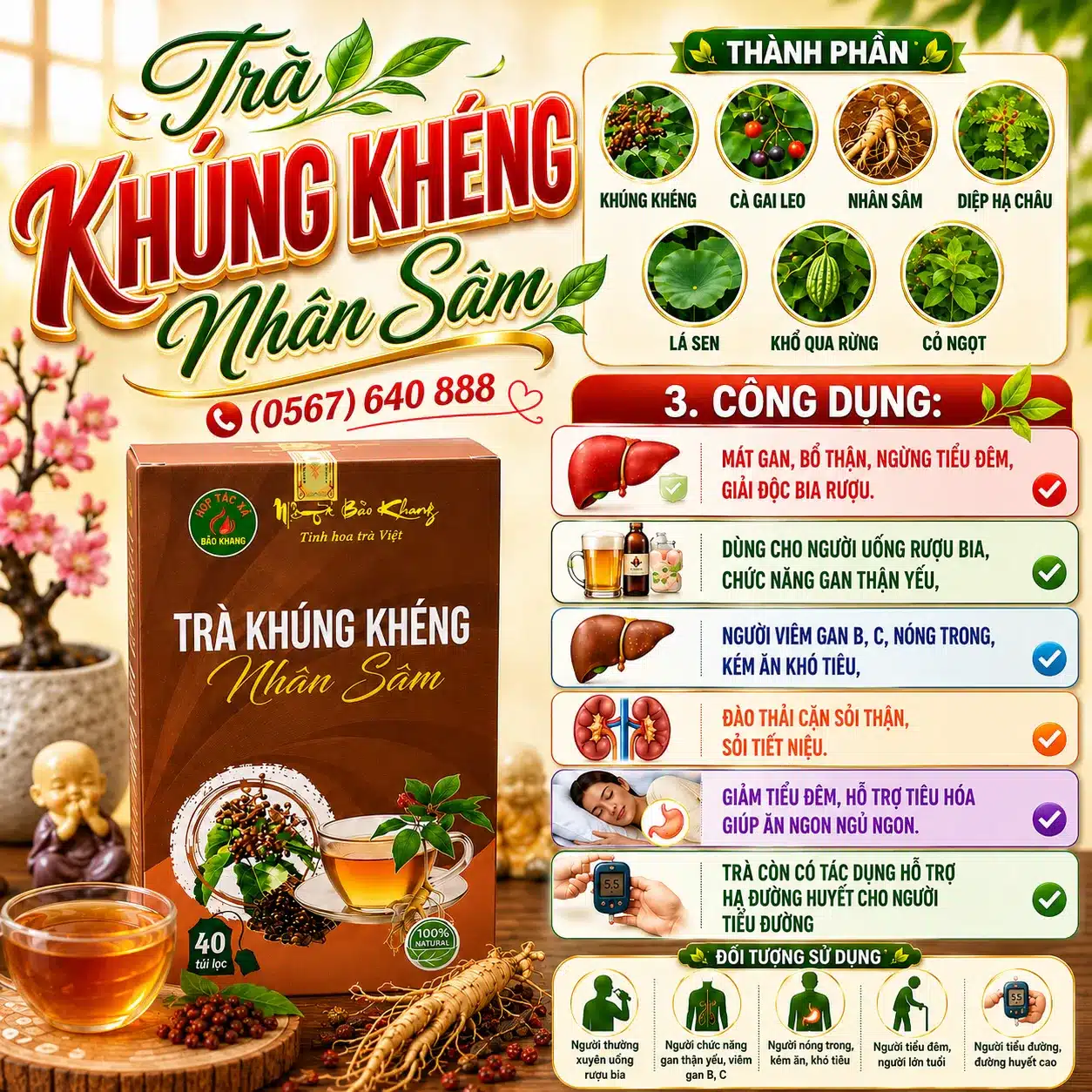 Trà Túi Lọc Khúng Khéng Nhân Sâm Bảo Khang