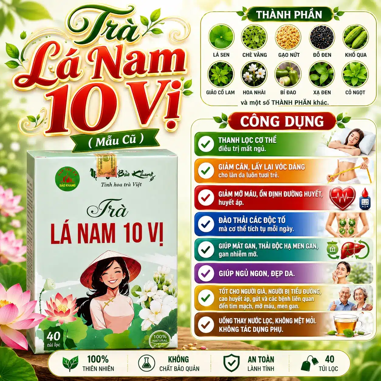 Trà Túi Lọc Lá Nam 10 Vị Bảo Khang