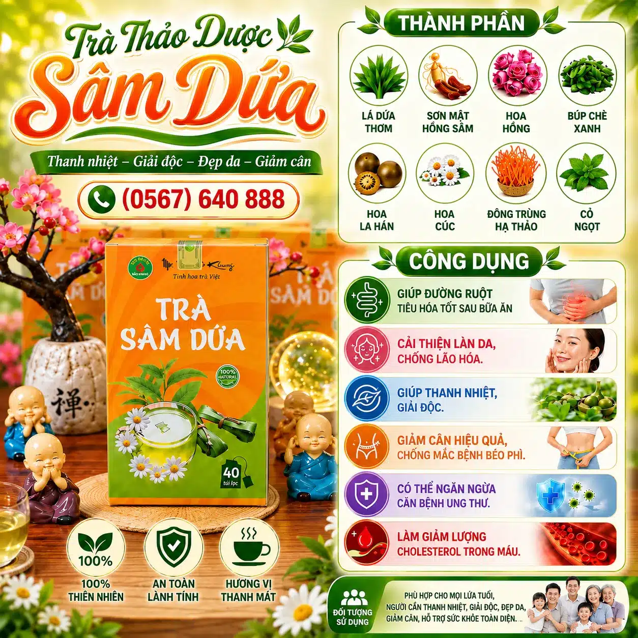 Trà Túi Lọc Trà Sâm Dứa Bảo Khang