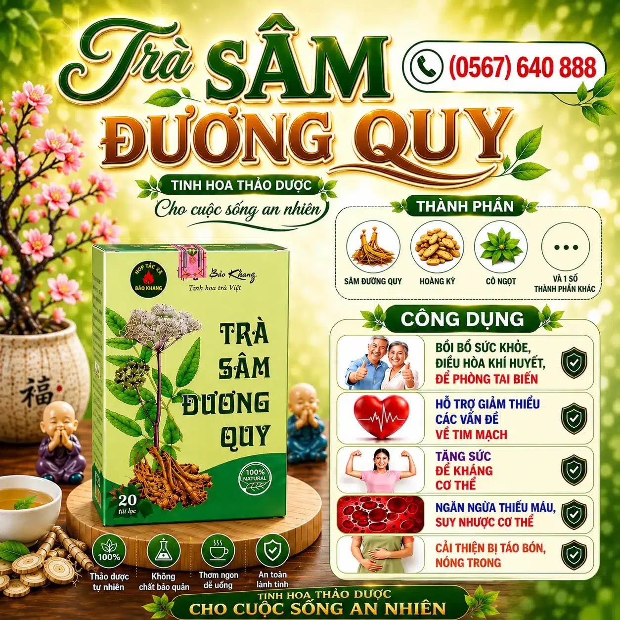Trà Túi Lọc Sâm Đương Quy Bảo Khang