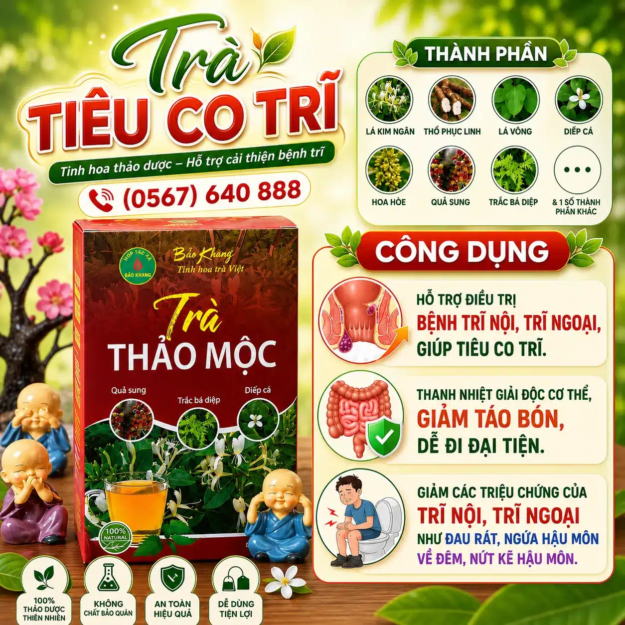 trà thảo mộc tiêu co trĩ
