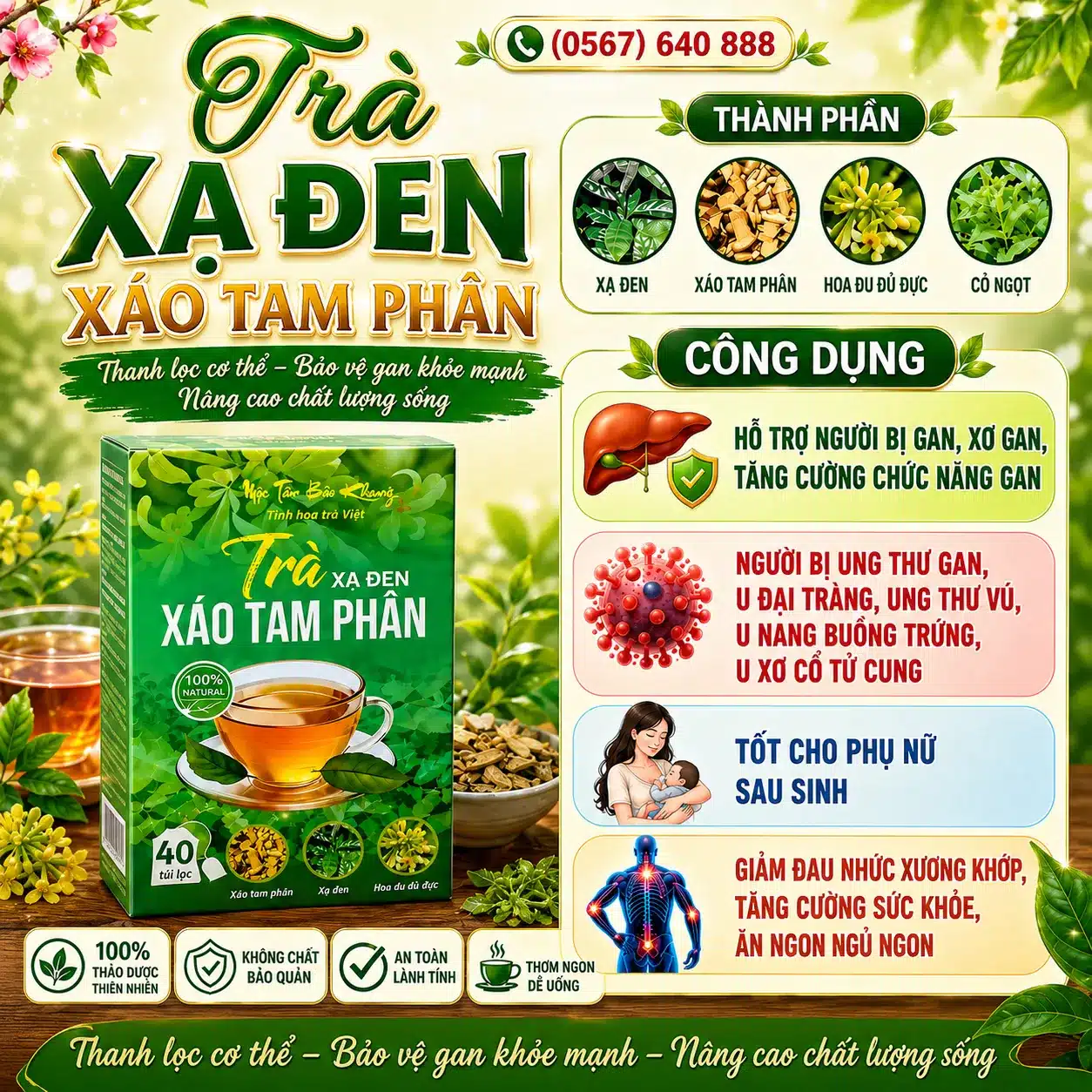 trà xạ đen xáo tam phân
